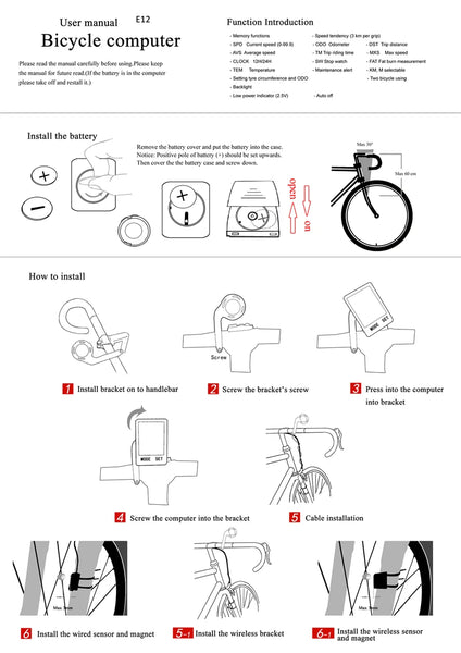 Wireless Bicycle Computer Backlight Waterproof Cycling Speedometer Mechanical Magnet Speed Sensor Bike Odometer