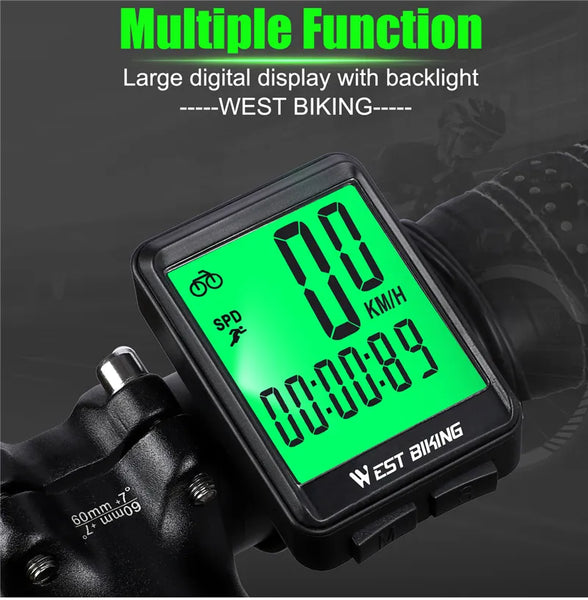 Wireless Bicycle Computer Backlight Waterproof Cycling Speedometer Mechanical Magnet Speed Sensor Bike Odometer