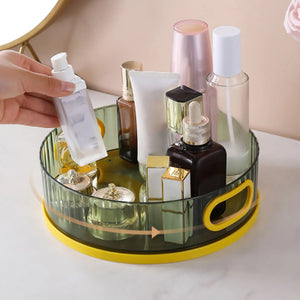 Rotating Tray Bathroom Storage Box Kitchen Storage Container Cosmetic Organizer For Seasoning Snack Food Stationery Toiletry