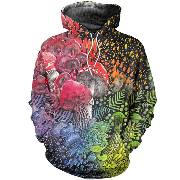 Spring and Autumn Fun Mushroom Pattern Camo Hoodie 3D Printing Men's and Women's Essential Sweatshirts Harajuku Men's Sweat