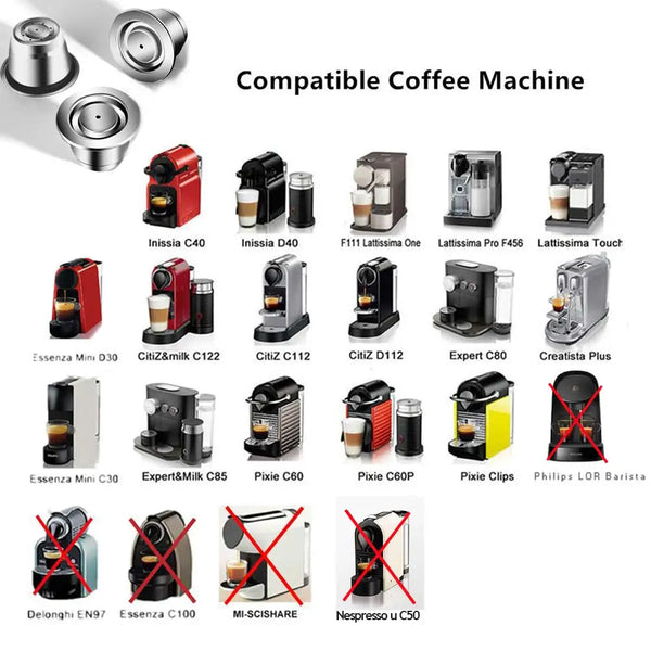 Nespresso Reusable Coffee Capsule Stainless Steel Refillable Filters Espresso Cup Fit Inissia & Pixie Coffee Maker