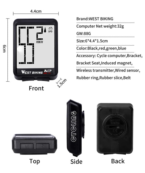 Wireless Bicycle Computer Backlight Waterproof Cycling Speedometer Mechanical Magnet Speed Sensor Bike Odometer