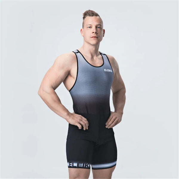 Men Powerlift Suspenders Suit Wrestling Singlets Skinsuit Bodysuit Swimwear Gym Sport Fitness Clothing Run Speedsuit Tights