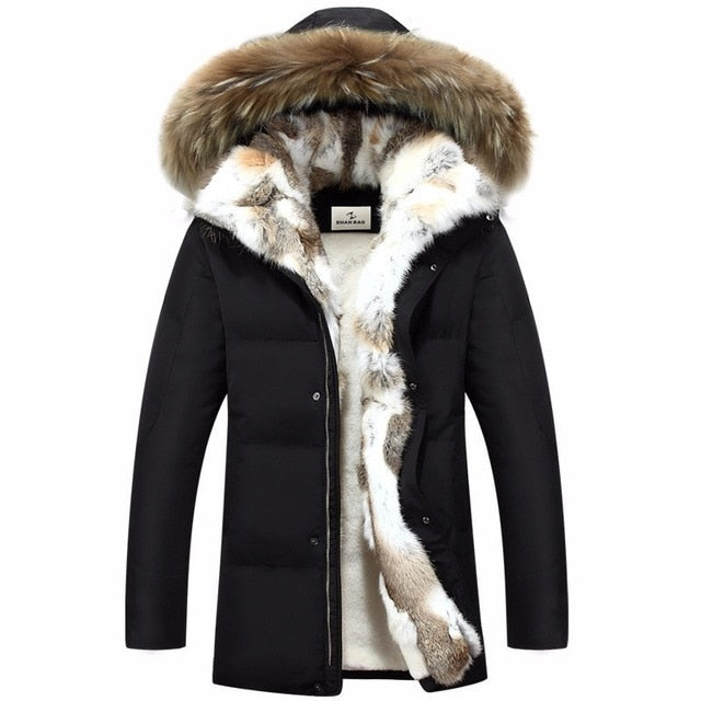 Men's and women's leisure down jacket high quality thick warm warm with Fur hooded parka brand big size yellow black white S-5XL - UTouchUBuyNow