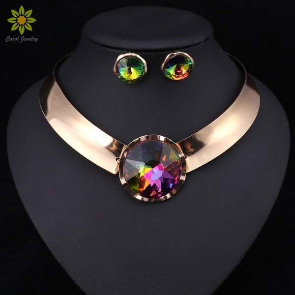 Women Jewelry Sets Trendy Necklace Earrings Statement Necklace For Party Wedding Fashion 6 Color - UTouchUBuyNow