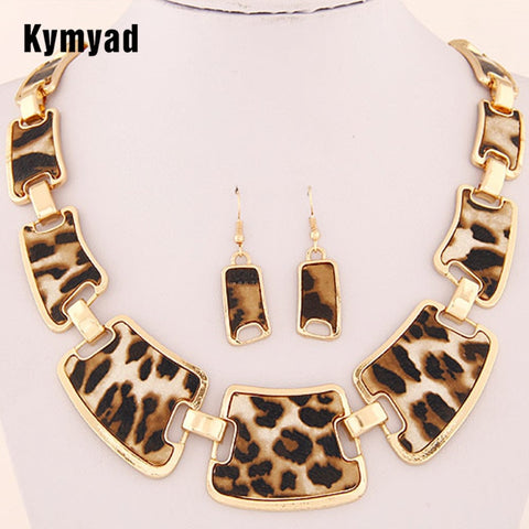 Kymyad Jewelry Sets Fashion Popular Elegant Punk Geometric Leopard Link Chain Necklace Earring Sets Fashion Women Accessories - UTouchUBuyNow