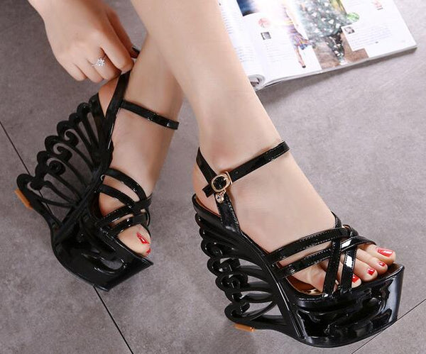 High Quality Buckle Strap Sexy Strange Style Heel Summer Women Shoes Retro Novelty Sandals High Heels Nightclub Shoes - UTouchUBuyNow