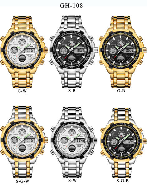 Luxury Brand Waterproof Military Sport Watches Men Silver Steel Digital Quartz Analog Watch Clock Relogios Masculinos - UTouchUBuyNow