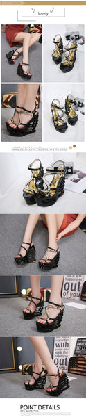 High Quality Buckle Strap Sexy Strange Style Heel Summer Women Shoes Retro Novelty Sandals High Heels Nightclub Shoes - UTouchUBuyNow