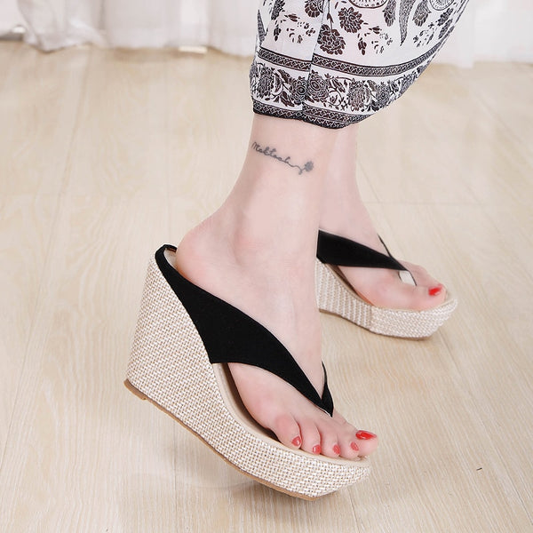 Women Summer High Heel Slippers Platform Sandals Ladies Wedges Sandals Brand Flip Flops Shoes Women Beach Slippers