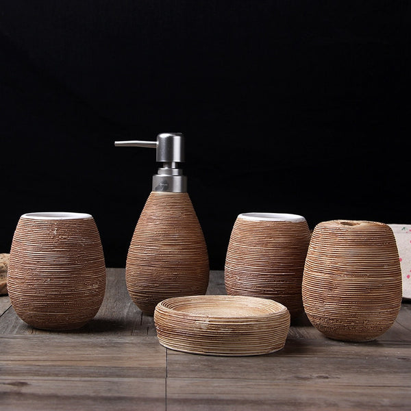 Straw pattern bathroom bath gift sets creative home 5pcs/set Home accessories home bath products