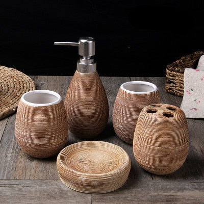 Straw pattern bathroom bath gift sets creative home 5pcs/set Home accessories home bath products