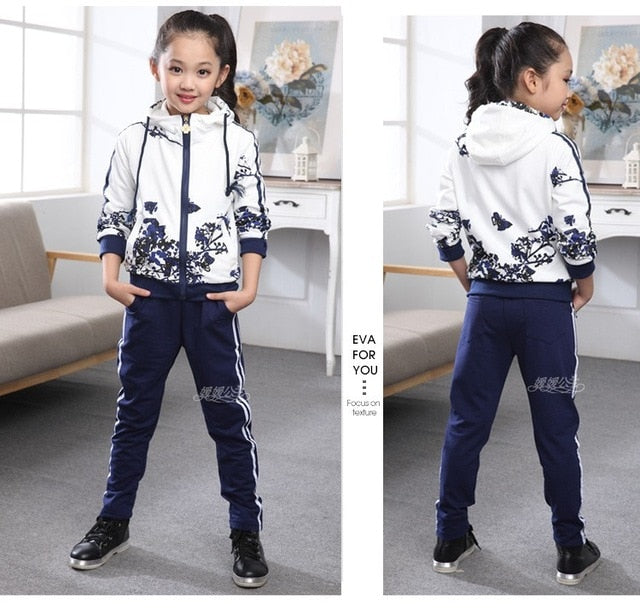 Clothing Set Girls Clothes Jacket Floral Zipper Kids Hoodies Pants Kids Tracksuit For Girls Clothing Sets Sport Suit - UTouchUBuyNow