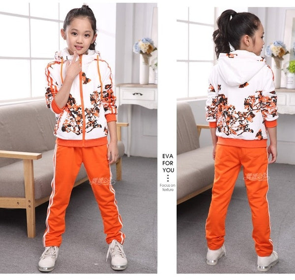 Clothing Set Girls Clothes Jacket Floral Zipper Kids Hoodies Pants Kids Tracksuit For Girls Clothing Sets Sport Suit - UTouchUBuyNow