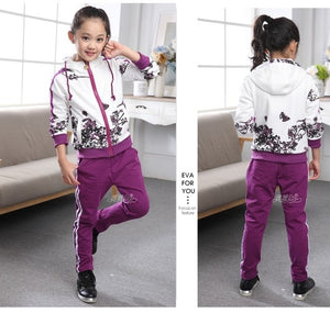 Clothing Set Girls Clothes Jacket Floral Zipper Kids Hoodies Pants Kids Tracksuit For Girls Clothing Sets Sport Suit - UTouchUBuyNow