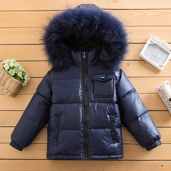 Children's wear down jacket animal hair collar 2-10 years old - UTouchUBuyNow