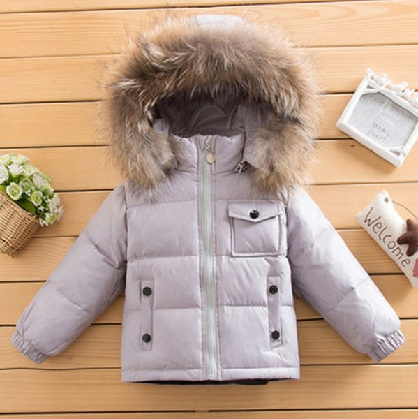 Children's wear down jacket animal hair collar 2-10 years old - UTouchUBuyNow