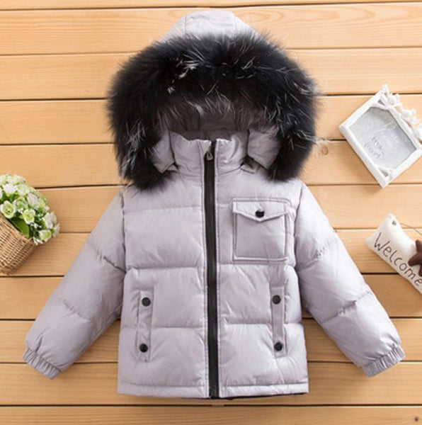 Children's wear down jacket animal hair collar 2-10 years old - UTouchUBuyNow