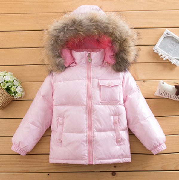 Children's wear down jacket animal hair collar 2-10 years old - UTouchUBuyNow