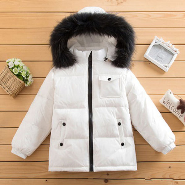 Children's wear down jacket animal hair collar 2-10 years old - UTouchUBuyNow