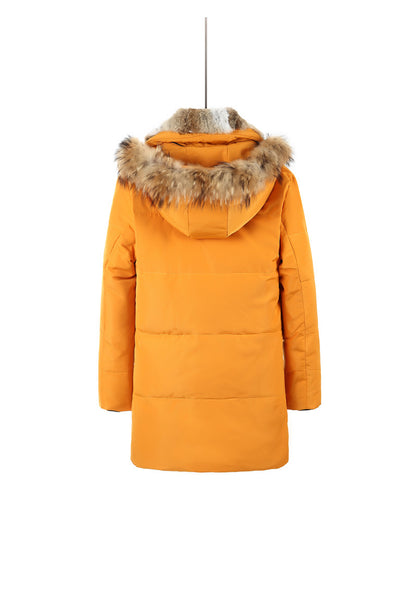 Men's and women's leisure down jacket high quality thick warm warm with Fur hooded parka brand big size yellow black white S-5XL - UTouchUBuyNow