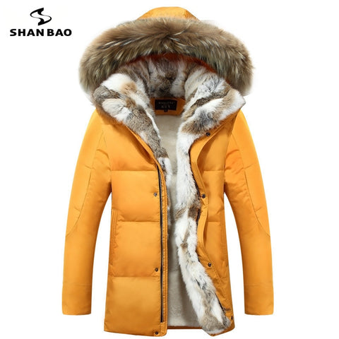 Men's and women's leisure down jacket high quality thick warm warm with Fur hooded parka brand big size yellow black white S-5XL - UTouchUBuyNow