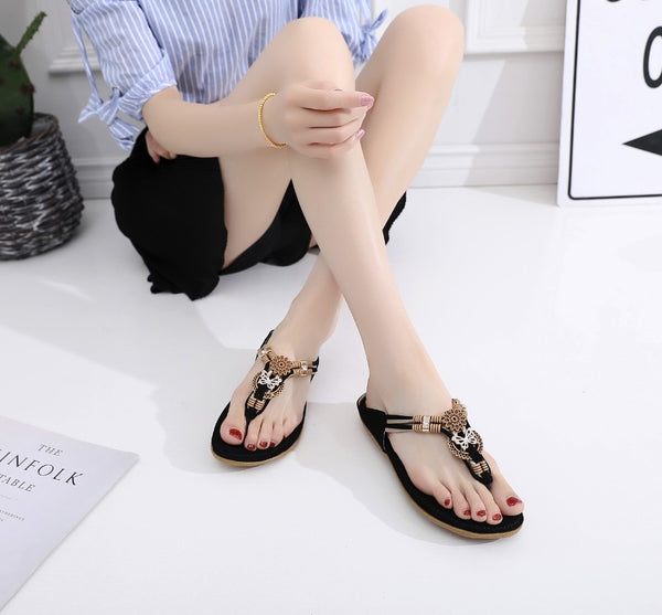 Women sandals soft PU leather Rhinestone sandals women Summer fashion flip flops sandals women shoes