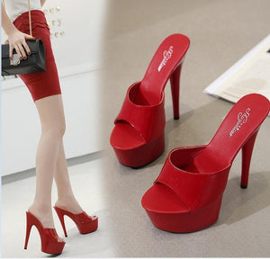 Woman Wedding Shoes Sandals 2019 Nightclub Sexy High-heeled 15cm Shoes Slippers  Heels Waterproof Sandal Summer Pumps