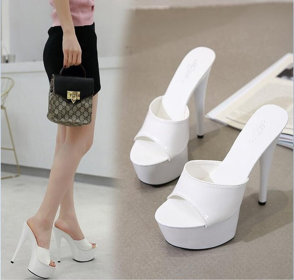 Woman Wedding Shoes Sandals 2019 Nightclub Sexy High-heeled 15cm Shoes Slippers  Heels Waterproof Sandal Summer Pumps