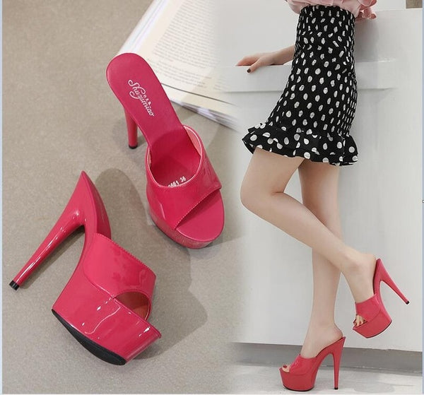 Woman Wedding Shoes Sandals 2019 Nightclub Sexy High-heeled 15cm Shoes Slippers  Heels Waterproof Sandal Summer Pumps