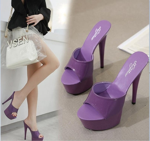 Woman Wedding Shoes Sandals 2019 Nightclub Sexy High-heeled 15cm Shoes Slippers  Heels Waterproof Sandal Summer Pumps