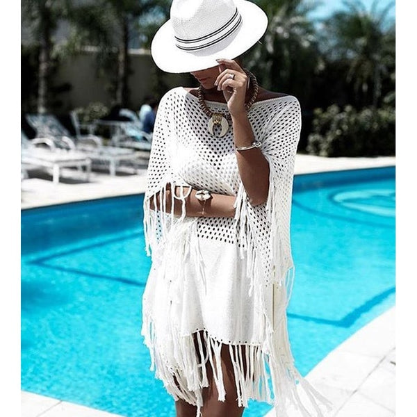 New Sexy Cover Up Bikini Women Swimsuit Cover-up Beach Bathing Suit Beach Wear Knitting Swimwear Mesh Beach Dress Tunic Robe - UTouchUBuyNow