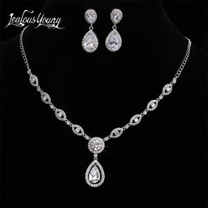 Fashion Water Drop AAA Cubic Zircon Bridal Jewelry Sets For Women White Gold Africa Beads Jewelry Set - UTouchUBuyNow