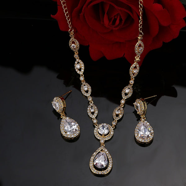 Fashion Water Drop AAA Cubic Zircon Bridal Jewelry Sets For Women White Gold Africa Beads Jewelry Set - UTouchUBuyNow