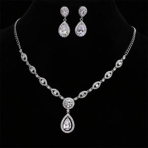 Fashion Water Drop AAA Cubic Zircon Bridal Jewelry Sets For Women White Gold Africa Beads Jewelry Set - UTouchUBuyNow