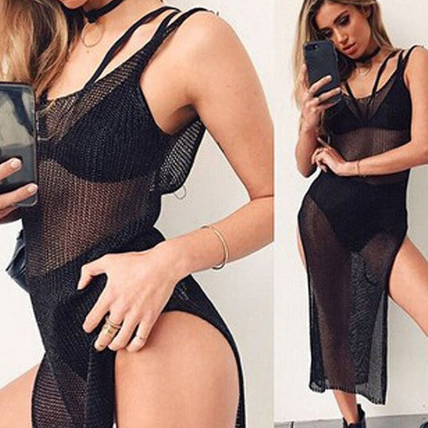 New Sexy Cover Up Bikini Women Swimsuit Cover-up Beach Bathing Suit Beach Wear Knitting Swimwear Mesh Beach Dress Tunic Robe - UTouchUBuyNow