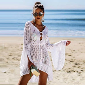 New Sexy Cover Up Bikini Women Swimsuit Cover-up Beach Bathing Suit Beach Wear Knitting Swimwear Mesh Beach Dress Tunic Robe - UTouchUBuyNow