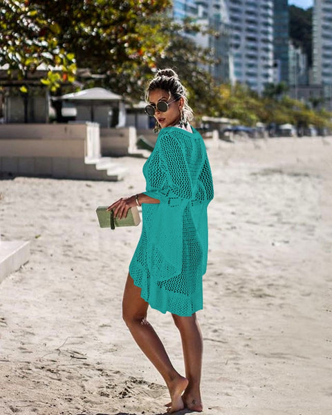 New Sexy Cover Up Bikini Women Swimsuit Cover-up Beach Bathing Suit Beach Wear Knitting Swimwear Mesh Beach Dress Tunic Robe - UTouchUBuyNow