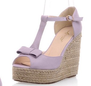 Mary Jane shoes platform wedges peep toe sandals women pumps bowtie knot ankle t-strap espadrilles pink white cosplay - UTouchUBuyNow